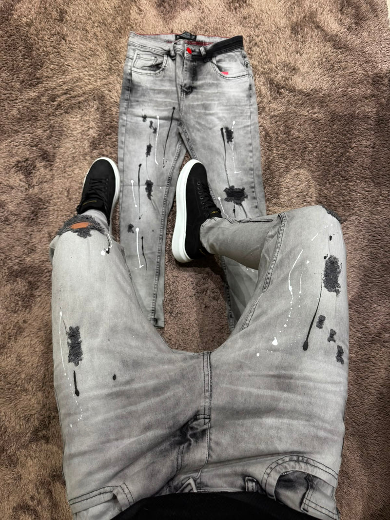 CALÇA JOGADOR CLARA COM RASGOS E RESPINGOS