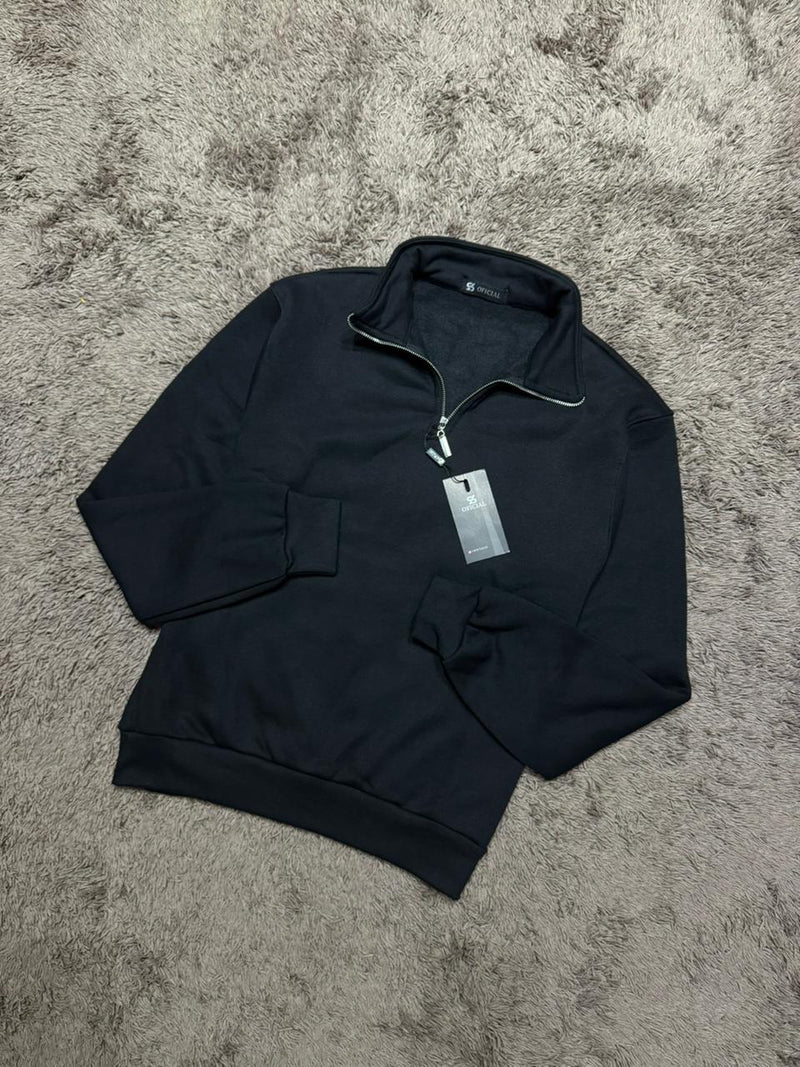 Jaqueta Padrão Zara Meio Zíper Preto Oficial