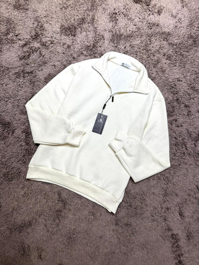 Jaqueta Padrão Zara Meio Zíper Branca Oficial